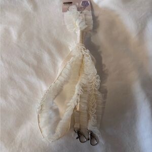 Delicate Ivory Ruffle Phone Strap with Dual Clips